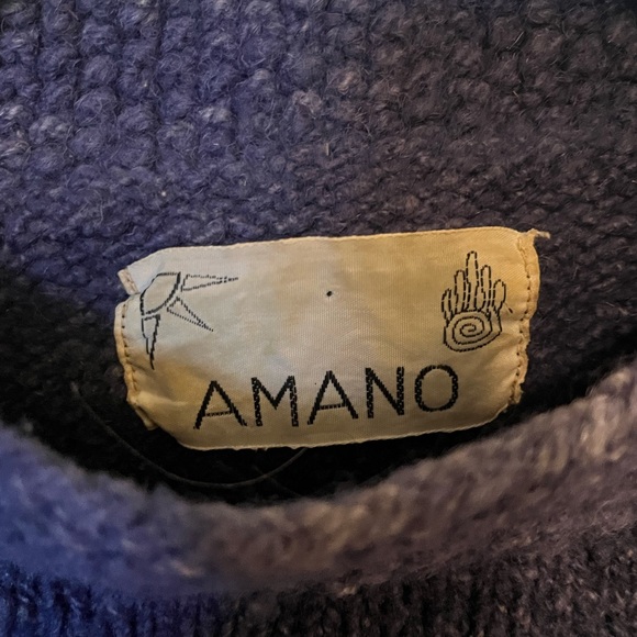 Vintage Amano Purple Sunflower Wool Sweater - Picture 3 of 3